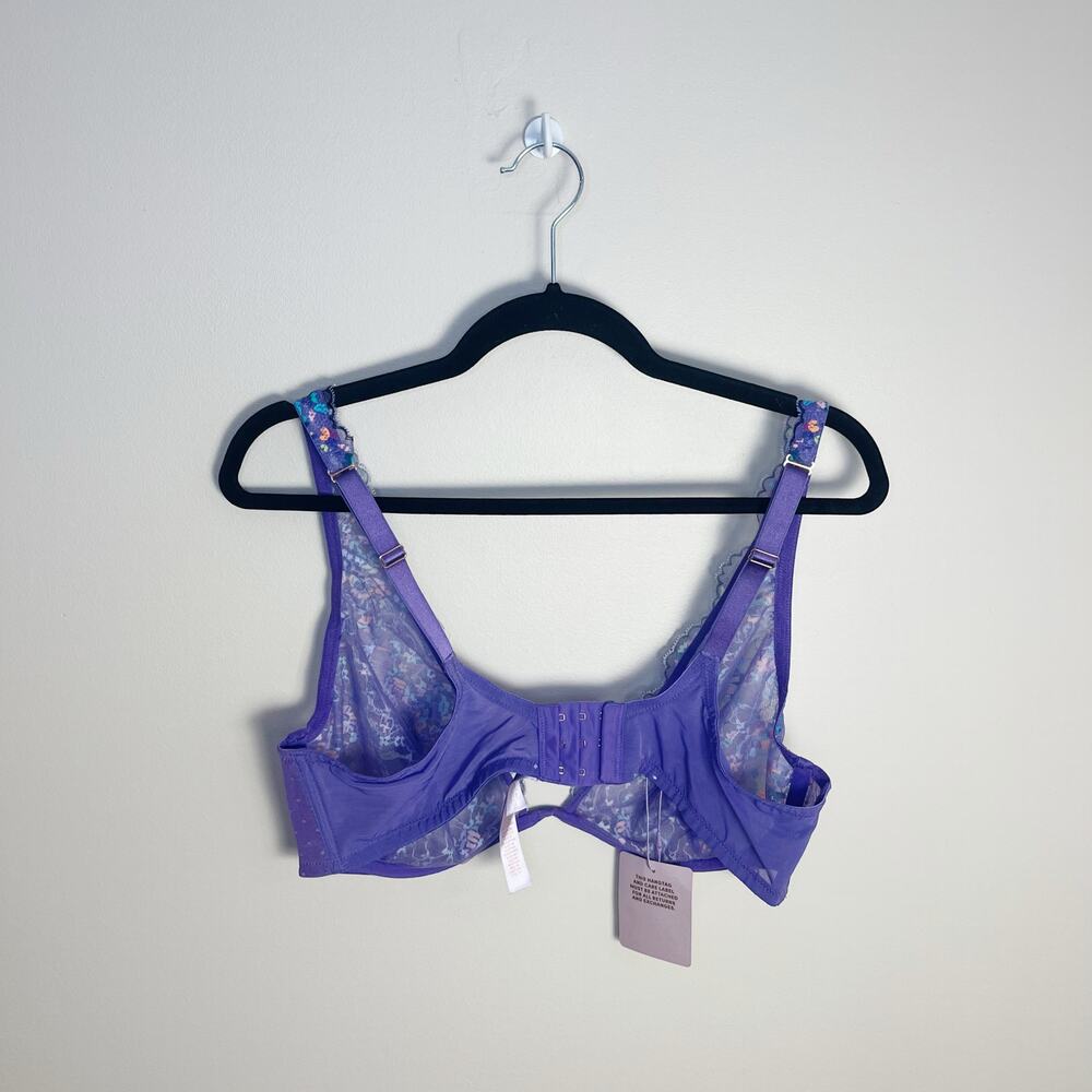 NWT Savage x Fenty Floral Unlined Lace Bra Size 38DD Purple - Picture 7 of 9